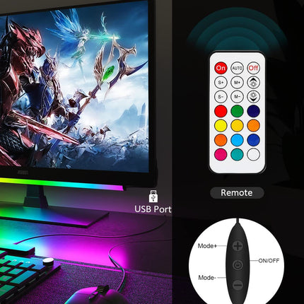 1 Piece RGB LED Gaming Light Bar - Dual Color Temperature & Adjustable RGB Effects, USB-Powered Backlight for Monitors, Remote & Button Control, 30cm Lightweight Design