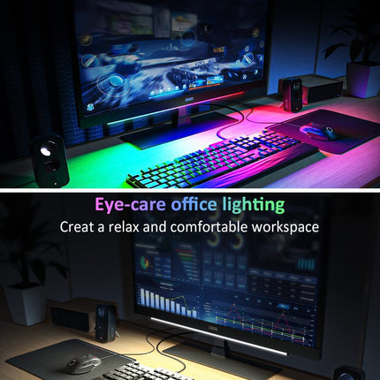 2 Pcs RGB LED Gaming Light Bar - Dual Color Temperature & Adjustable RGB Effects, USB-Powered Backlight for Monitors, Remote & Button Control, 30cm Lightweight Design