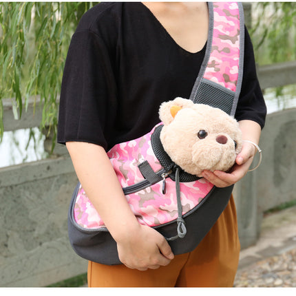 Size L Yellow Dog Pattern Lightweight Single Shoulder Pet Sling Bag -  Stylish Durable Oxford Fabric Carrier