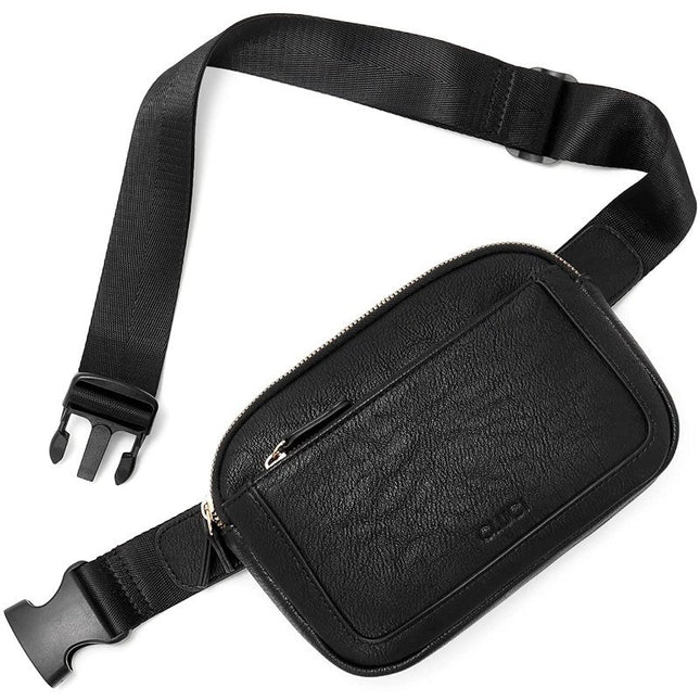 Black Adjustable Waterproof PU Leather Waist Bag