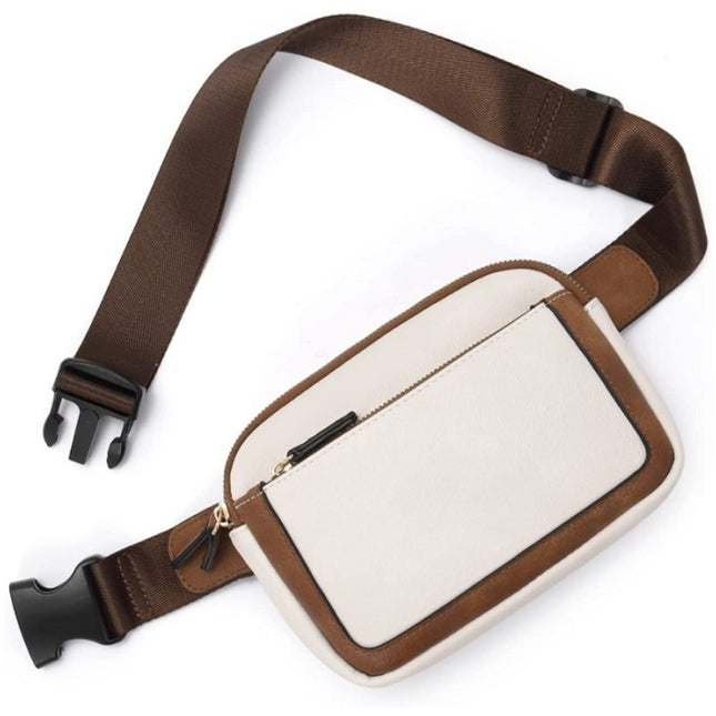 White and Brown Color Matching Adjustable Waterproof PU Leather Waist