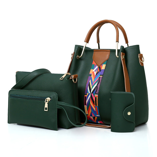 Dark Green Elegant 4-Piece Women's Handbag Set