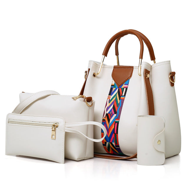Beige Elegant 4-Piece Women's Handbag Set - Stylish PU Leather Tote