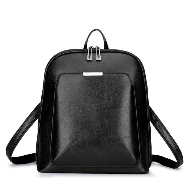 Black Stylish Women's PU Leather Backpack Spacious Anti-Theft Multi-Pocket Travel Bag for School or Work
