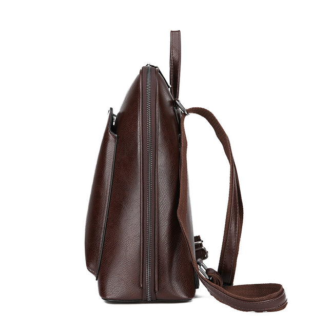 Black Stylish Women's PU Leather Backpack Spacious Anti-Theft Multi-Pocket Travel Bag for School or Work – product detail