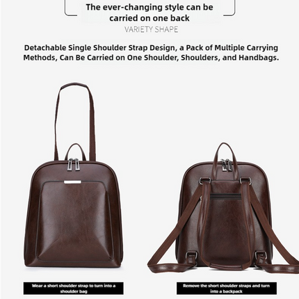 Black Stylish Women's PU Leather Backpack – Spacious, Anti-Theft, Multi-Pocket Travel Bag for School or Work