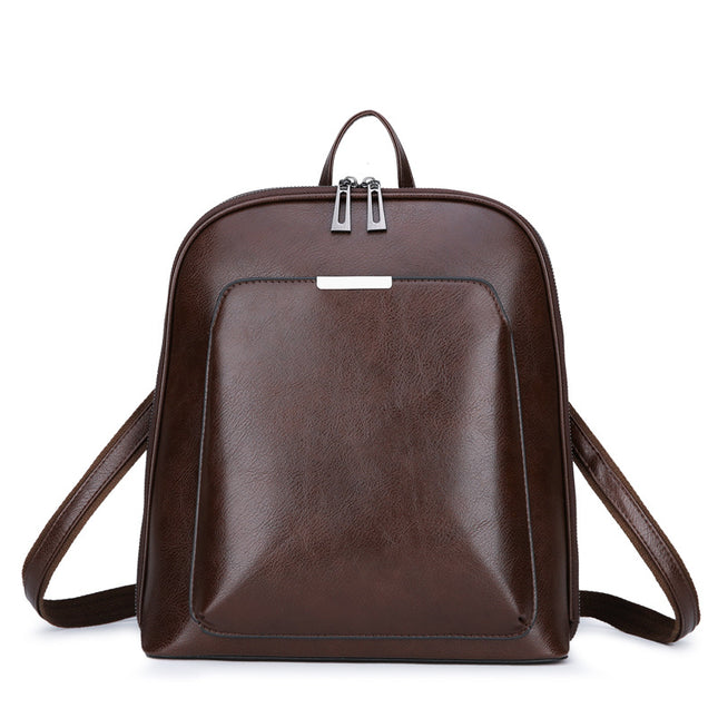 Brown Stylish Women's PU Leather Backpack