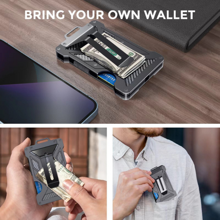 1 Pcs Grey Premium RFID Blocking Aluminum Alloy ID Badge Holder with Transparent Card Slot & Money Clip – shape and profile