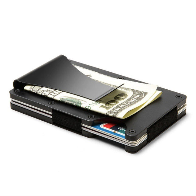 2 Pcs Black Aluminum Alloy RFID Blocking Wallet - Compact