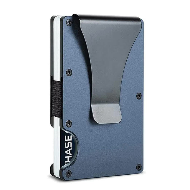 2 Pcs Dark Blue Aluminum Alloy RFID Blocking Wallet - Compact