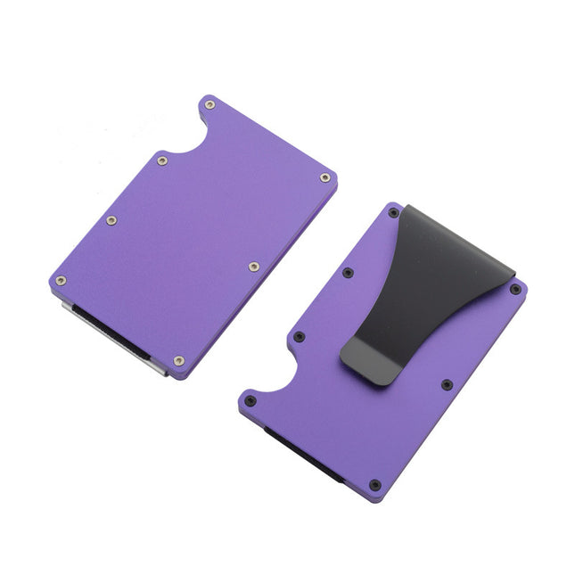 2 Pcs Purple Aluminum Alloy RFID Blocking Wallet - Compact