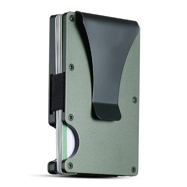 2 Pcs Dark Green Aluminum Alloy RFID Blocking Wallet - Compact