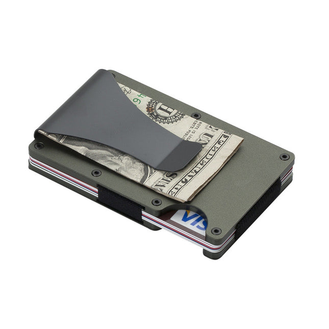 2 Pcs Dark Green Aluminum Alloy RFID Blocking Wallet - Compact