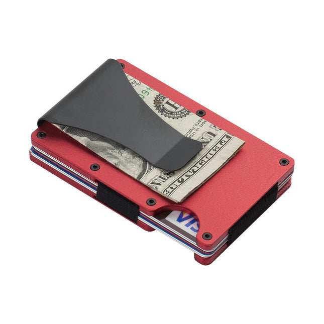 2 Pcs Red Aluminum Alloy RFID Blocking Wallet - Compact