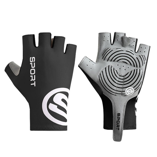 Size M Black Breathable Half-Finger Cycling Gloves - Anti-Slip