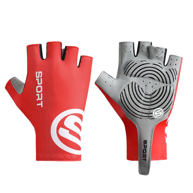 Size M Red Breathable Half-Finger Cycling Gloves - Anti-Slip