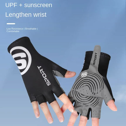 Size M Blue Breathable Half-Finger Cycling Gloves - Anti-Slip, Shockproof, and Durable for Men & Women