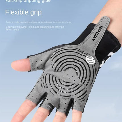 Size M Blue Breathable Half-Finger Cycling Gloves - Anti-Slip, Shockproof, and Durable for Men & Women