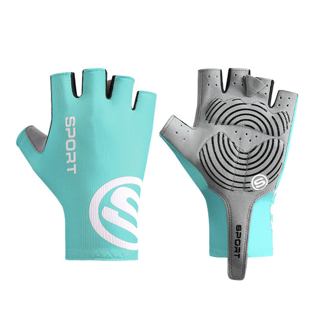 Size XL Blue Breathable Half-Finger Cycling Gloves - Anti-Slip