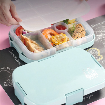 Blue Kids' Lunch Box with Compartments - BPA-Free Microwave Safe Bento Box for School Meals