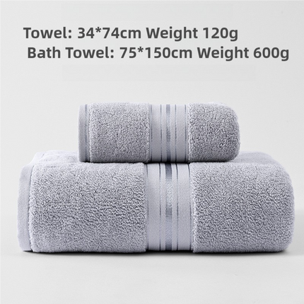 Grey Luxury Cotton Towel Set(Towel Plus Bath Towel)