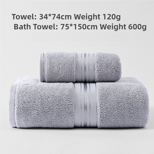 Grey Luxury Cotton Towel Set(Towel Plus Bath Towel)