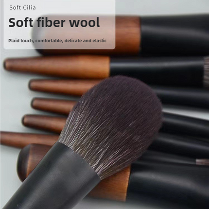 Style B 12-Piece Mini Portable Makeup Brush Set - Fiber Bristle Beauty Tool Set(With storage bag)