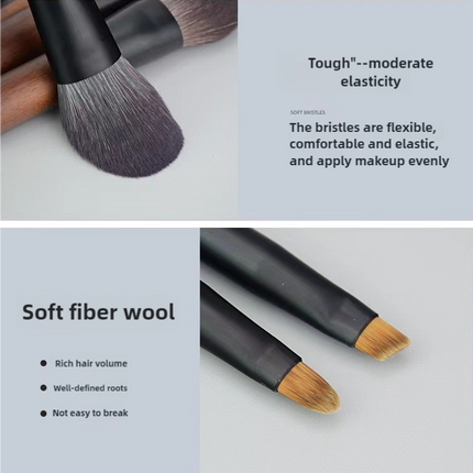 Style B 12-Piece Mini Portable Makeup Brush Set - Fiber Bristle Beauty Tool Set(With storage bag)