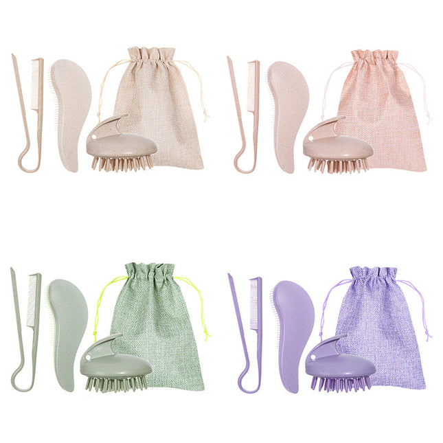 2 Pcs Pink Eco-Friendly Wheat Straw Hair Care Set – product detail
