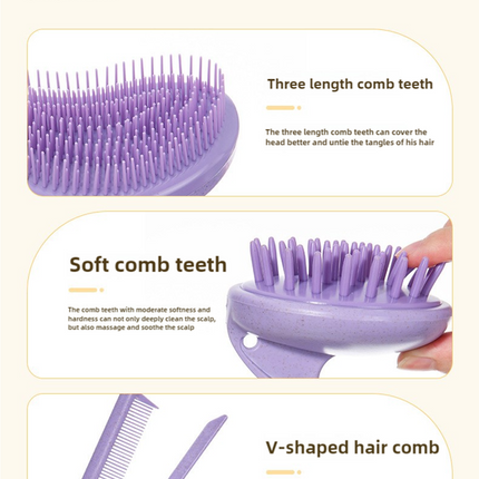 2 Pcs Light Brown Eco-Friendly Wheat Straw Hair Care Set - Massage Brush, Detangling Comb, and V-shaped Comb for All Hair Types