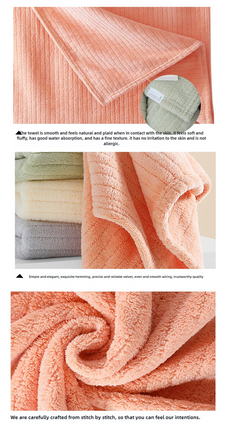 Beige Soft Coral Fleece Towel and Bath Towel Gift Set - 5-Piece Luxurious Absorbent Set