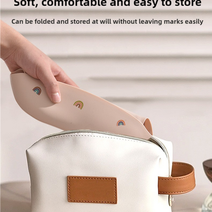 Cherry Pattern Beige Soft and Safe Silicone Baby Feeding Set – Bib, Bowl, and Spoon Combo for Mess-Free Meals