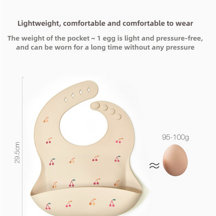 Dinosaur Pattern Beige Soft and Safe Silicone Baby Feeding Set - Bib, Bowl, and Spoon Combo for Mess-Free Meals