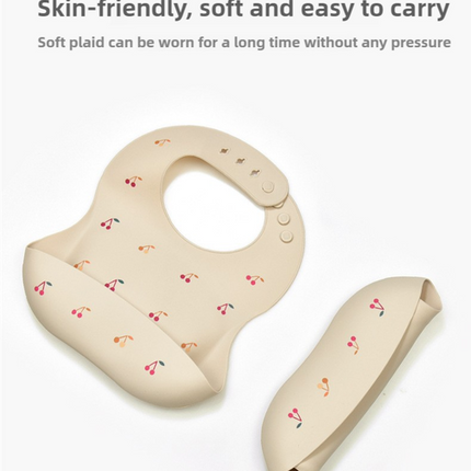 Dinosaur Pattern Beige Soft and Safe Silicone Baby Feeding Set - Bib, Bowl, and Spoon Combo for Mess-Free Meals