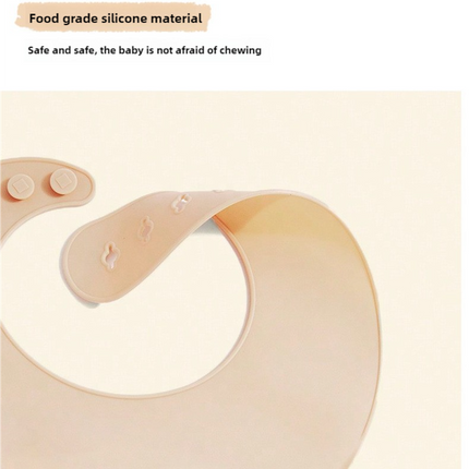 Rainbow Pattern Beige Soft and Safe Silicone Baby Feeding Set - Bib, Bowl, and Spoon Combo for Mess-Free Meals