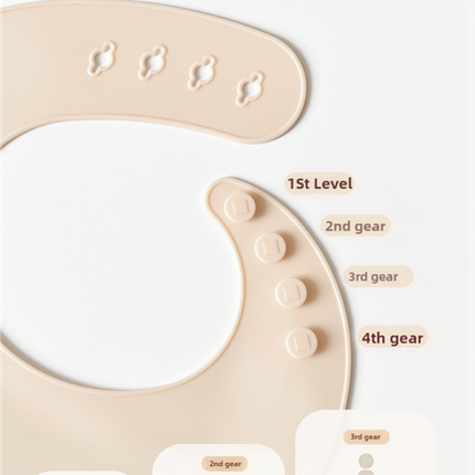 Rainbow Pattern Beige Soft and Safe Silicone Baby Feeding Set - Bib, Bowl, and Spoon Combo for Mess-Free Meals
