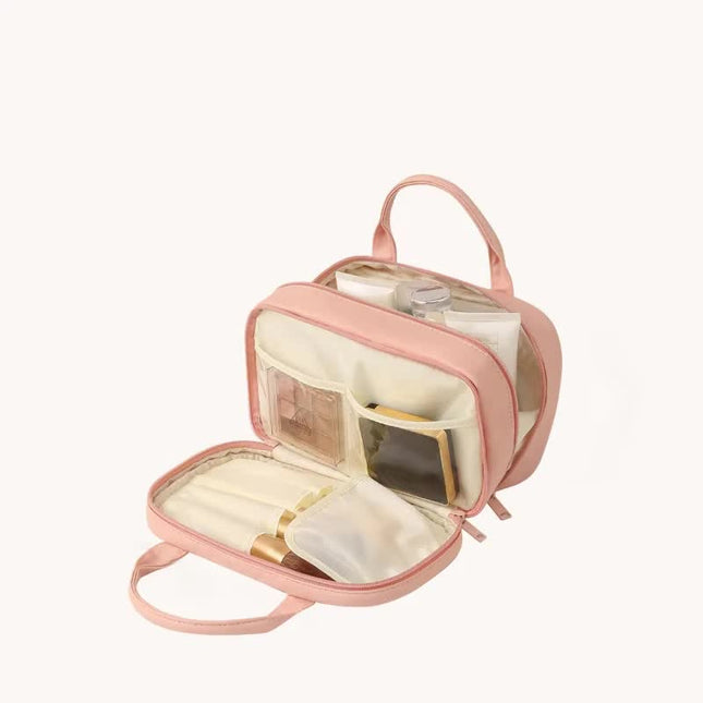 Pink Premium PU Leather Portable Makeup Bag