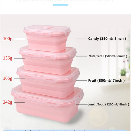 Blue Collapsible Silicone Bento Box Set - 4-Piece Food-Grade Microwave & Freezer Safe Lunch Box Set