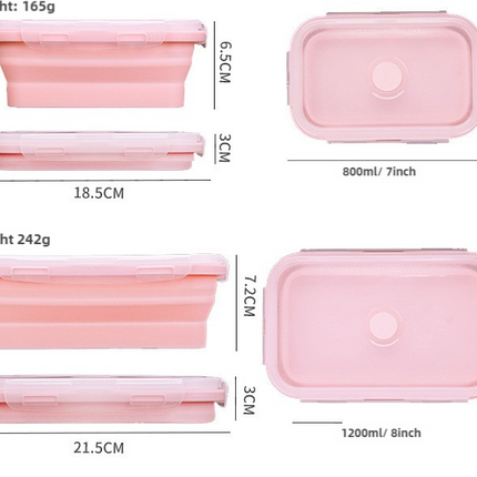 Green Collapsible Silicone Bento Box Set - 4-Piece Food-Grade Microwave & Freezer Safe Lunch Box Set
