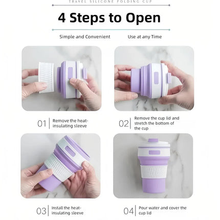 2 Pcs Blue Collapsible Silicone Coffee Cup - Portable, Food-Grade, Microwave & Freezer Safe Travel Mug(Combination pack of the same color)