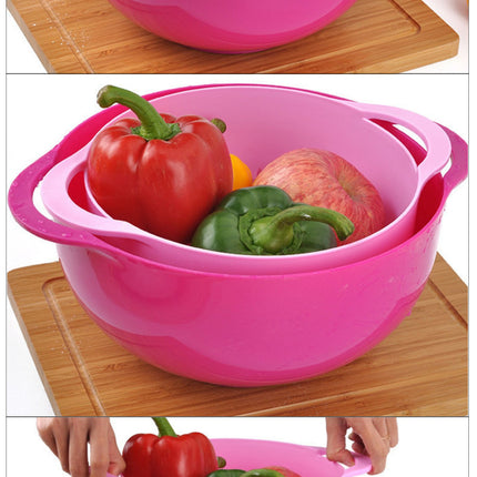 Blue 8-Piece Baking Tool Set – Measuring Cups, Spoons, Rainbow Mixing Bowls, Vegetable Washing Basket, and Flour Sifter