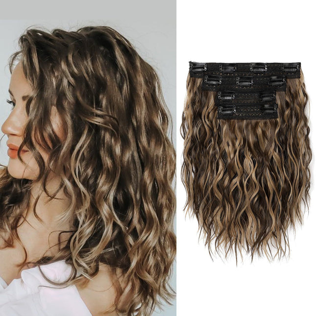 Brown 12-Inch Clip-In Wavy Hair Extensions - 4-Piece Set