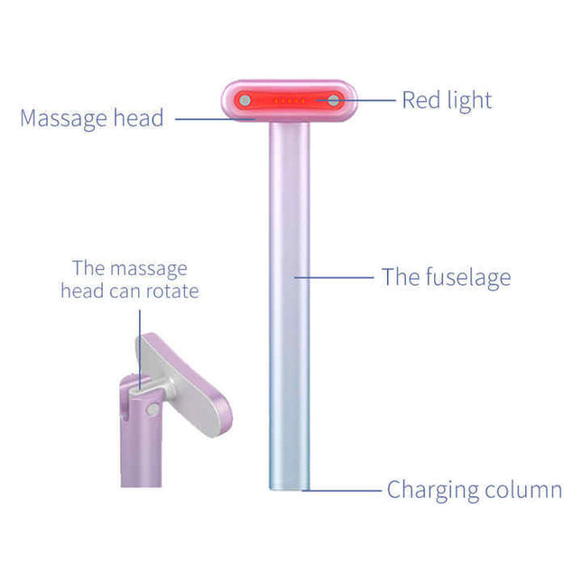 Gradient Pink Eye Massager for Dark Circles and Puffiness