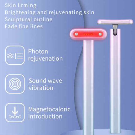 Gradient Pink Eye Massager for Dark Circles and Puffiness, Portable EMS Microcurrent Beauty Device for Skin Firming, Wrinkle Reduction, and Eye Care