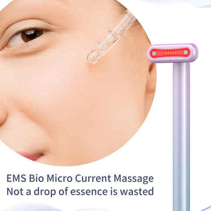 Gradient Pink Eye Massager for Dark Circles and Puffiness, Portable EMS Microcurrent Beauty Device for Skin Firming, Wrinkle Reduction, and Eye Care