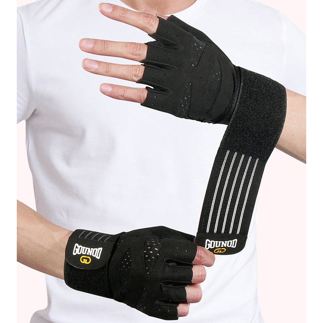 Size M Black Breathable Anti-Slip Gym Gloves for Workout