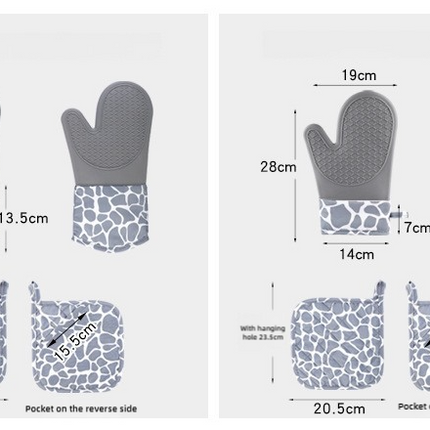 Grey 6-Piece Set Silicone Oven Mitts & Pot Holders Set - Heat-Resistant, Non-Slip, Comfortable, and Stylish Kitchen Essentials for Cooking & Baking
