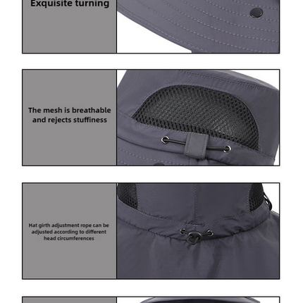 Khaki Outdoor Sun Hat with Face & Neck Protection, Quick-Dry, Breathable UV Protection Cap for Men and Women - Adjustable, Dust & Insect Repellent Hiking Hat