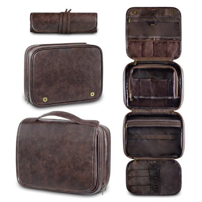 Coffee Luxury PU Business Travel Toiletry Bag