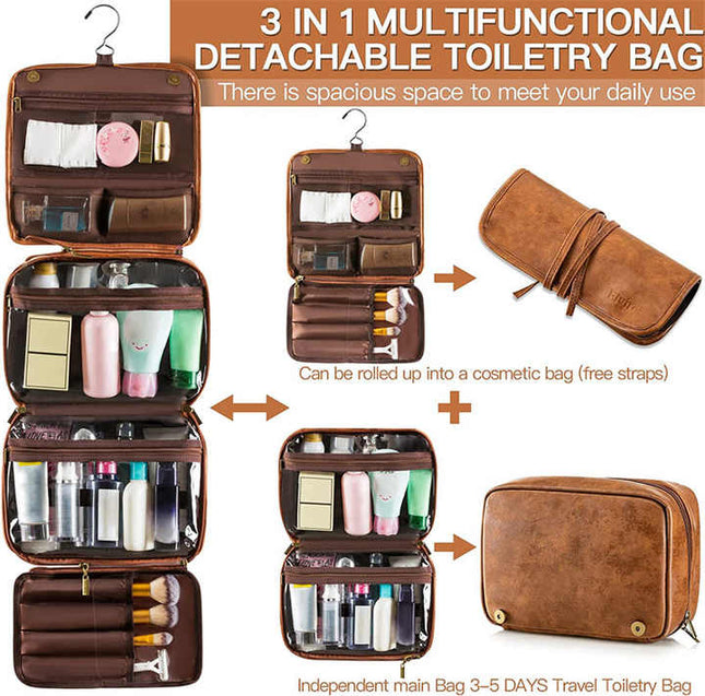 Coffee Luxury PU Business Travel Toiletry Bag